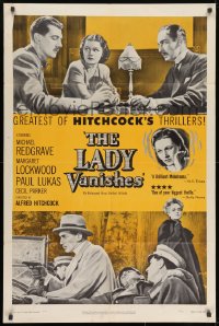 9p483 LADY VANISHES 1sh R1952 Alfred Hitchcock, Michael Redgrave, Margaret Lockwood, Paul Lukas!