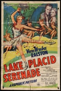 9p484 LAKE PLACID SERENADE 1sh 1944 pretty ice skater Vera Hruba Ralston, winter musical!