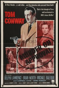 9p591 MURDER ON APPROVAL style A 1sh 1956 art of detective Tom Conway w/pistol, English noir!