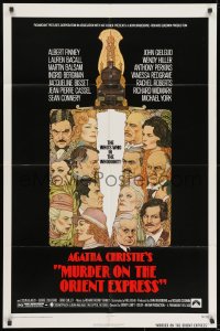 9p592 MURDER ON THE ORIENT EXPRESS 1sh 1974 Agatha Christie, great art of cast by Richard Amsel!