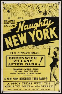 9p603 NAUGHTY NEW YORK 1sh 1959 Big Apple sex, Greenwich Village after dark, it's sinsational!