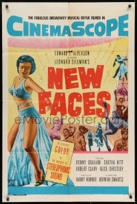 9p607 NEW FACES 1sh 1954 Leonard Sillman, sexy Eartha Kitt in revealing outfit!