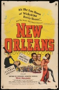 9p608 NEW ORLEANS 1sh 1947 wicked old Basin Street & the music that made it wicked!