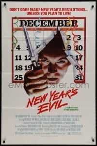 9p610 NEW YEAR'S EVIL 1sh 1980 killer busting through calendar, a celebration of the macabre!