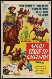 9p613 NIGHT STAGE TO GALVESTON 1sh 1952 Gene Autry makes crooks go straight into a Ranger trap!