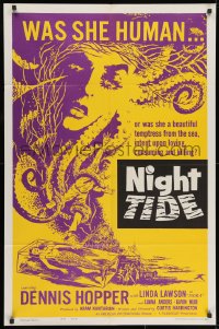 9p614 NIGHT TIDE 1sh 1963 lovers caught in a dark tide of sinister TERROR, great art!