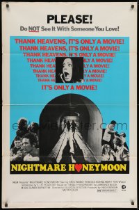 9p617 NIGHTMARE HONEYMOON 1sh 1973 do not see it with someone you love, it's only a movie!