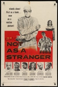 9p626 NOT AS A STRANGER 1sh 1955 doctor Robert Mitchum, Olivia De Havilland, Frank Sinatra!