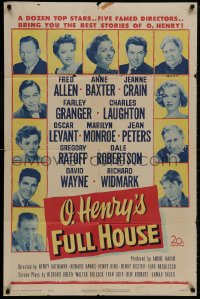 9p628 O HENRY'S FULL HOUSE 1sh 1952 young Marilyn Monroe pictured with many other top stars!