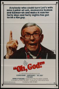 9p634 OH GOD 1sh 1977 directed by Carl Reiner, great super close up of wacky George Burns!