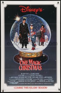 9p640 ONE MAGIC CHRISTMAS advance 1sh 1985 Mary Steenburgen, Harry Dean Stanton, Disney, Gadino art!