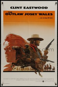 9p646 OUTLAW JOSEY WALES int'l 1sh 1976 Eastwood is an army of one, Roy Andersen profile art!
