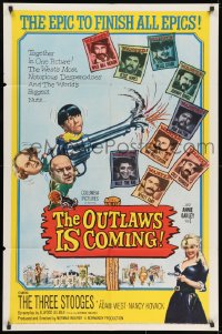 9p647 OUTLAWS IS COMING 1sh 1965 The Three Stooges with Curly-Joe are wacky cowboys!