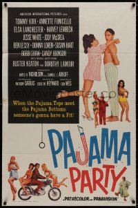 9p654 PAJAMA PARTY 1sh 1964 Annette Funicello in sexy lingerie, Tommy Kirk, Buster Keaton!