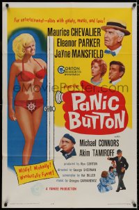 9p655 PANIC BUTTON 1sh 1964 Maurice Chevalier, sexy Jayne Mansfield in bikini!