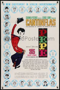 9p667 PEPE 1sh 1961 cool art of Cantinflas, plus photos of 35 all-star cast members!