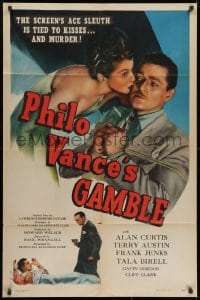 9p670 PHILO VANCE'S GAMBLE 1sh 1947 Alan Curtis plays for his highest stakes, film noir!