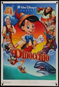 9p672 PINOCCHIO DS 1sh R1992 images from Disney classic fantasy cartoon!