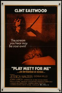 9p676 PLAY MISTY FOR ME 1sh 1971 classic Clint Eastwood, Jessica Walter, an invitation to terror!