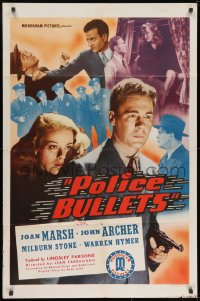 9p679 POLICE BULLETS 1sh 1942 Joan Marsh, John Archer, cool crime montage!