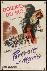 9p685 PORTRAIT OF MARIA 1sh 1946 dramatic W. Seaton art of terrified Dolores Del Rio!