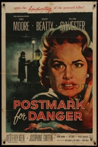 9p688 POSTMARK FOR DANGER 1sh 1956 Terry Moore is hunted by the postcard killer!