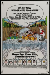 9p707 RACE FOR YOUR LIFE CHARLIE BROWN int'l 1sh 1977 Charles M. Schulz, art of Snoopy & Peanuts gang!