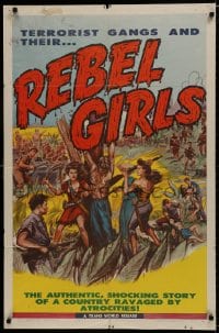 9p714 REBEL GIRLS 1sh 1957 terrorist gangs shooting machine guns, country ravaged by atrocities!