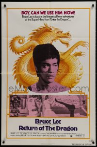 9p721 RETURN OF THE DRAGON 1sh 1974 Bruce Lee kung fu classic, Chuck Norris, great images!