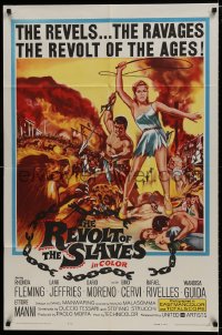 9p726 REVOLT OF THE SLAVES 1sh 1961 artwork of sexy Rhonda Fleming with whip!