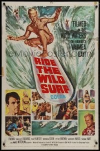 9p728 RIDE THE WILD SURF 1sh 1964 Fabian, ultimate poster for surfers to display on their wall!