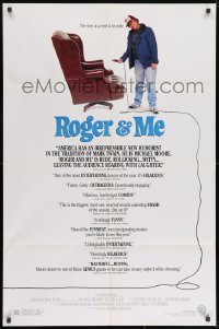 9p743 ROGER & ME 1sh 1989 1st Michael Moore documentary, about General Motors CEO Roger Smith!