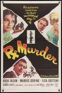 9p752 Rx MURDER 1sh 1958 Rick Jason, Marius Goring, Lisa Gastoni, crazy killer doctor!