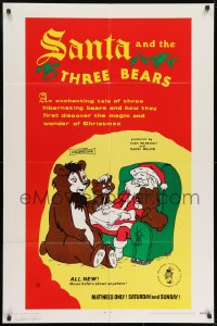 9p759 SANTA & THE THREE BEARS 1sh 1970 Christmas cartoon, cute Holiday artwork!