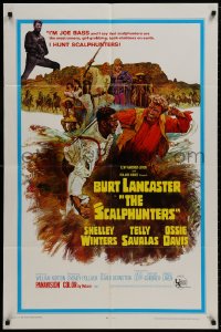 9p761 SCALPHUNTERS 1sh 1968 great art of Burt Lancaster & Ossie Davis fighting in mud!