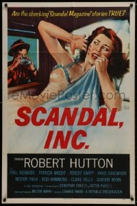 9p762 SCANDAL INC. 1sh 1956 Robert Hutton, art of paparazzi photographing sexy woman in bed!