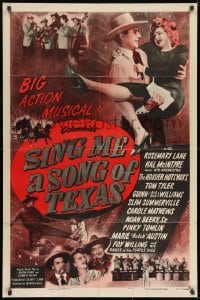 9p782 SING ME A SONG OF TEXAS 1sh R1953 Rosemary Lane, Tom Tyler & Guinn Big Boy Williams!