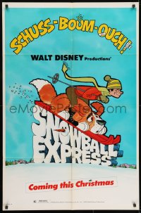 9p792 SNOWBALL EXPRESS teaser 1sh 1972 Walt Disney, Dean Jones, wacky winter fun art!