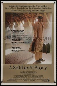 9p795 SOLDIER'S STORY 1sh 1984 full-length image of World War II lawyer Howard E. Rollins