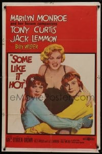 9p797 SOME LIKE IT HOT 1sh 1959 sexy Marilyn Monroe with Tony Curtis & Jack Lemmon in drag!