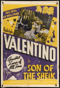 9p800 SON OF THE SHEIK 1sh R1950s different art and image of Rudolph Valentino & Vilma Banky!