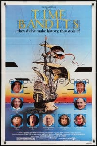 9p891 TIME BANDITS 1sh 1981 John Cleese, Sean Connery, art by director Terry Gilliam!