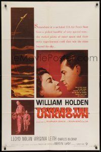 9p906 TOWARD THE UNKNOWN 1sh 1956 William Holden & Virginia Leith in sci-fi space travel!