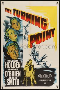 9p916 TURNING POINT 1sh 1952 William Holden, Edmond O'Brien, Alexis Smith, film noir!