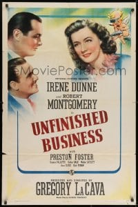 9p921 UNFINISHED BUSINESS style C 1sh 1941 Robert Montgomery & Preston Foster love sexy Irene Dunne