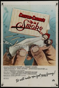 9p922 UP IN SMOKE style B 1sh 1978 Cheech & Chong, it will make you feel funny, revised tagline!