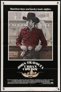 9p925 URBAN COWBOY 1sh 1980 great image of John Travolta in cowboy hat with Lone Star beer!