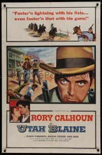 9p926 UTAH BLAINE 1sh 1957 Rory Calhoun, faster than lightning w/his fists, even faster with guns!
