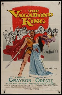 9p928 VAGABOND KING 1sh 1956 Michael Curtiz, art of pretty Kathryn Grayson & Oreste w/ sword!