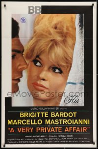 9p932 VERY PRIVATE AFFAIR 1sh 1962 Louis Malle's Vie Privee, c/u of sexiest Brigitte Bardot!